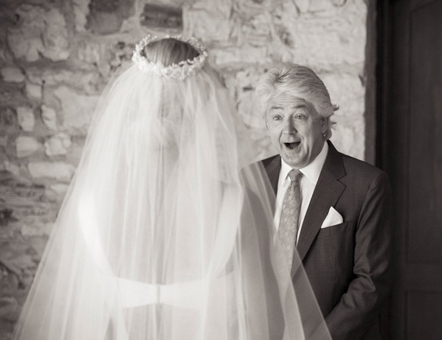 Father of the bride excited first look at Holman Ranch