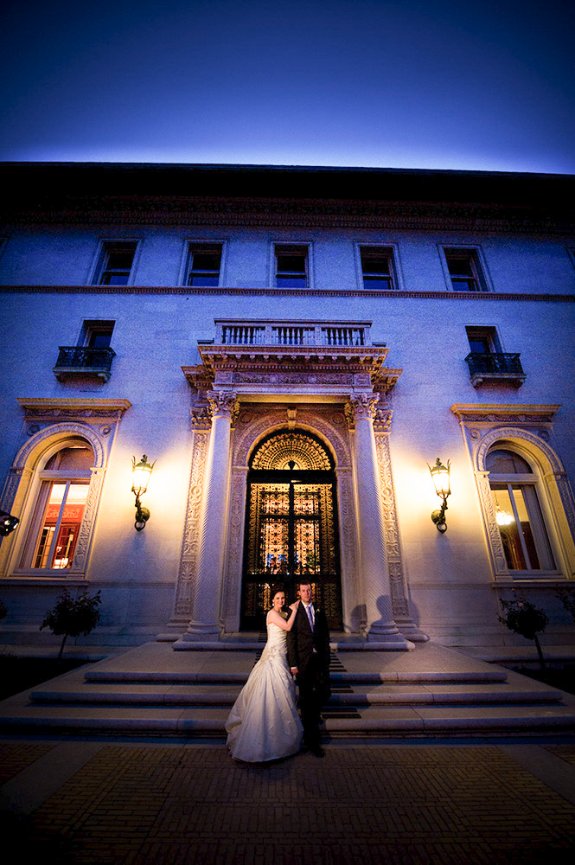 Wedding portrait at Flood Mansion overlooking San Francisco Bay
