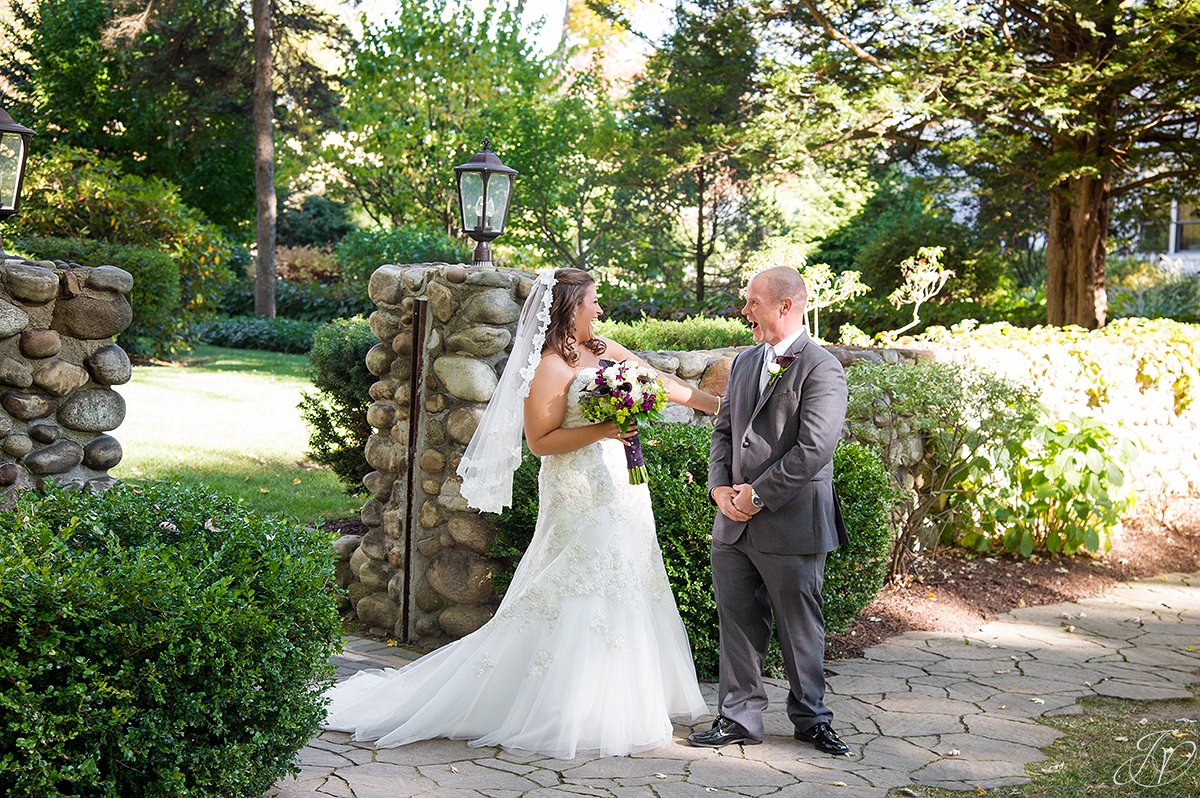bride and groom first look albany wedding photographer