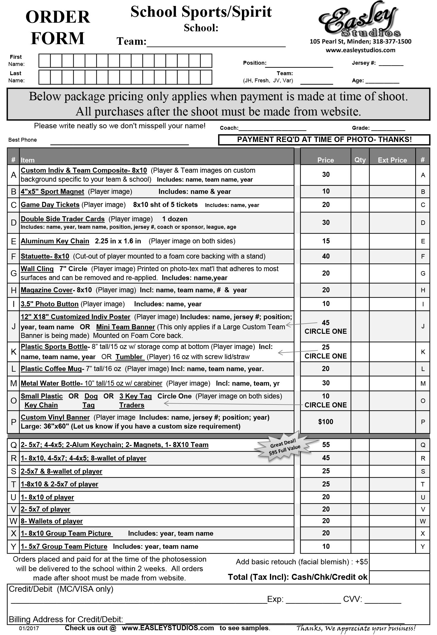 samples of order forms