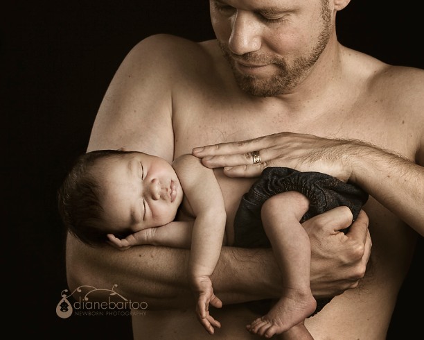 newborn boy with dad photo riverside