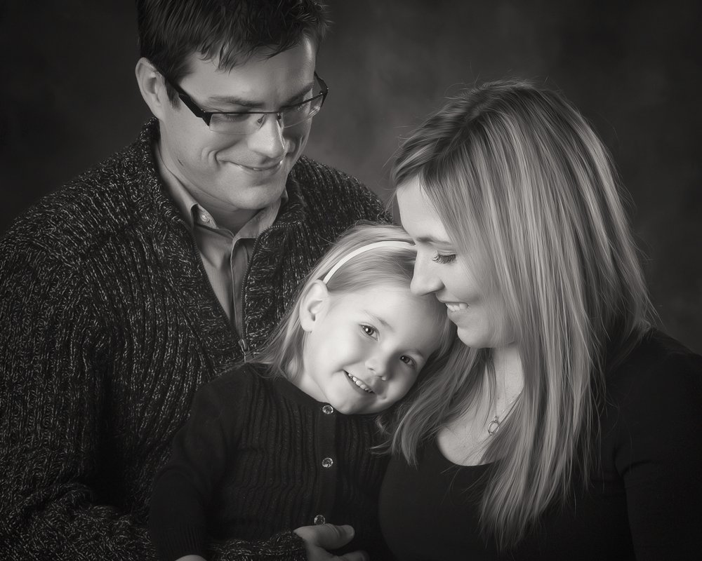 Fine art black and white family portrait studio in San Antonio