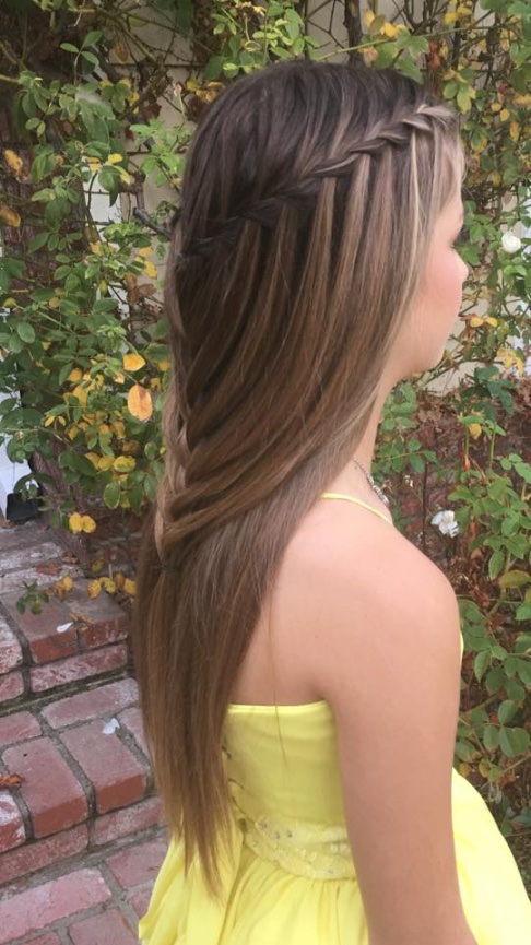 Waterfall Braid into back braid