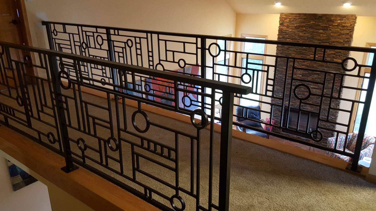 Hand made Frank Lloyd Wright inspired railing.