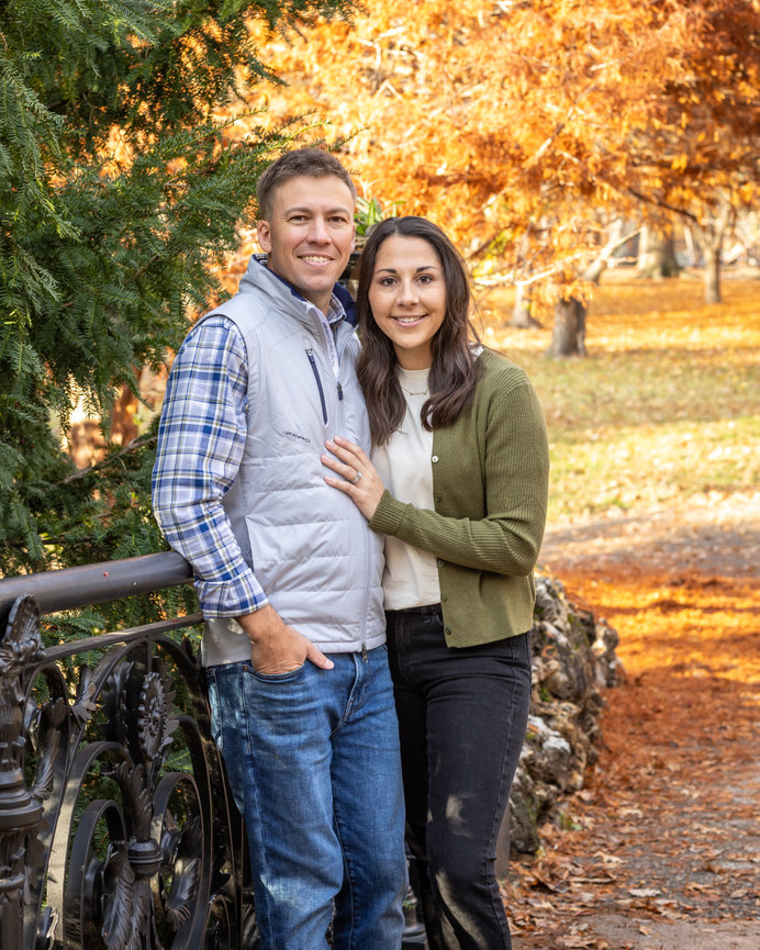 Couple embracing in autumn park
