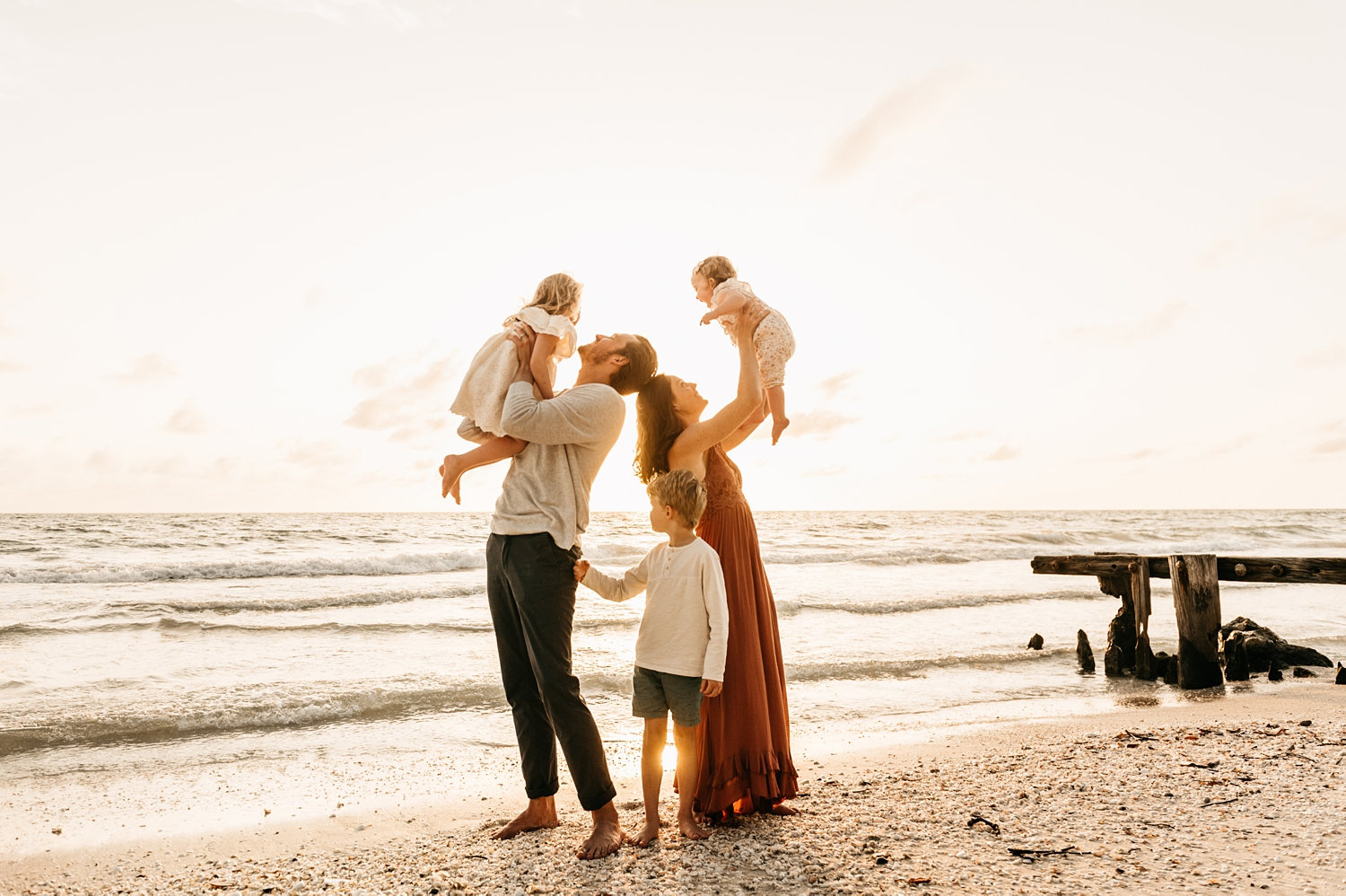 family of 5 beach pictures, family of 5 beach portraits, Naples Beach, Rya Duncklee