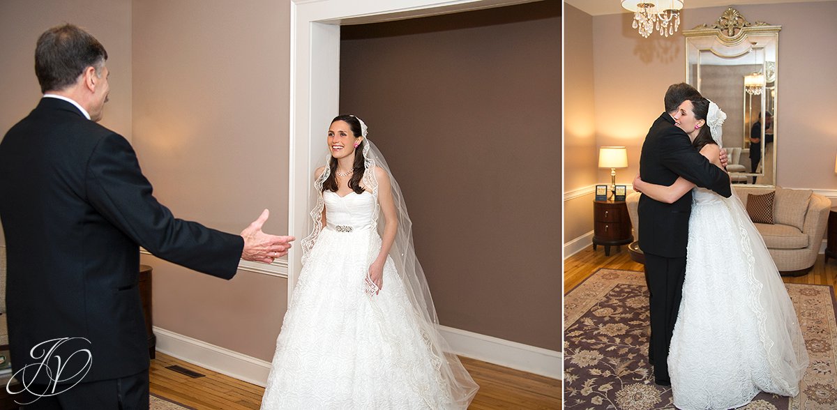 father and bride first look photo, first look photo, beautiful moments with father and bride, Albany Wedding Photographer, Wedding at The Crooked Lake House