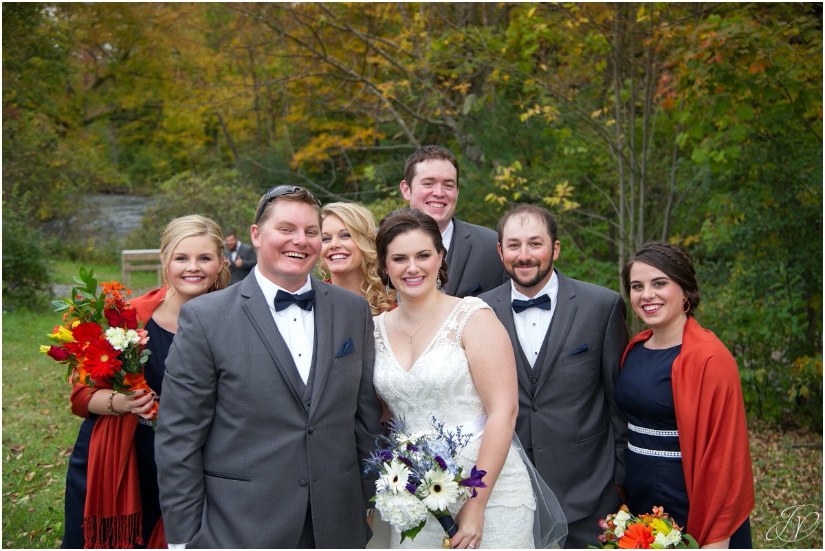 fun fall bridal party photo