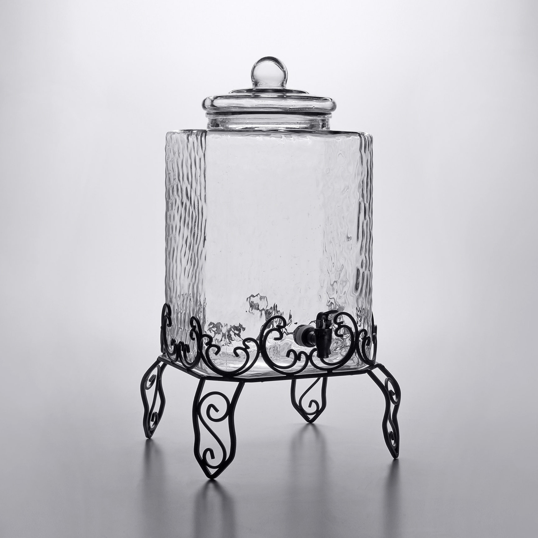 Wrought Iron and Glass Beverage Dispenser Action Rental Center
