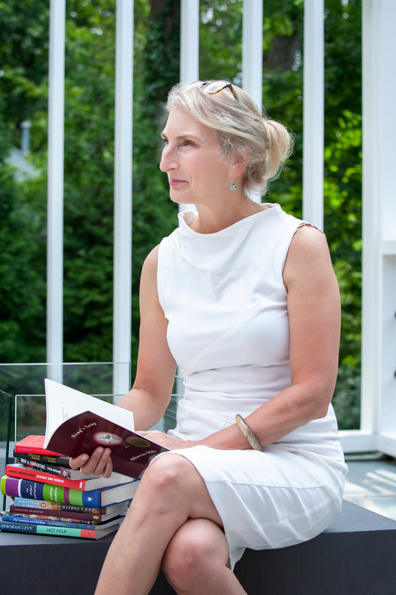Charlotte Friedman, older white female, Woman Author, female with books, Photography by Heather Raub of FrontRoom Images
