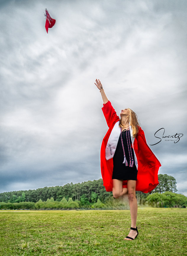 Graduation cap toss senior portrait — Swartz Portraits Texas