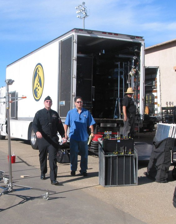 Ty Swartz working on the set of JAG, the CBS Navy legal drama