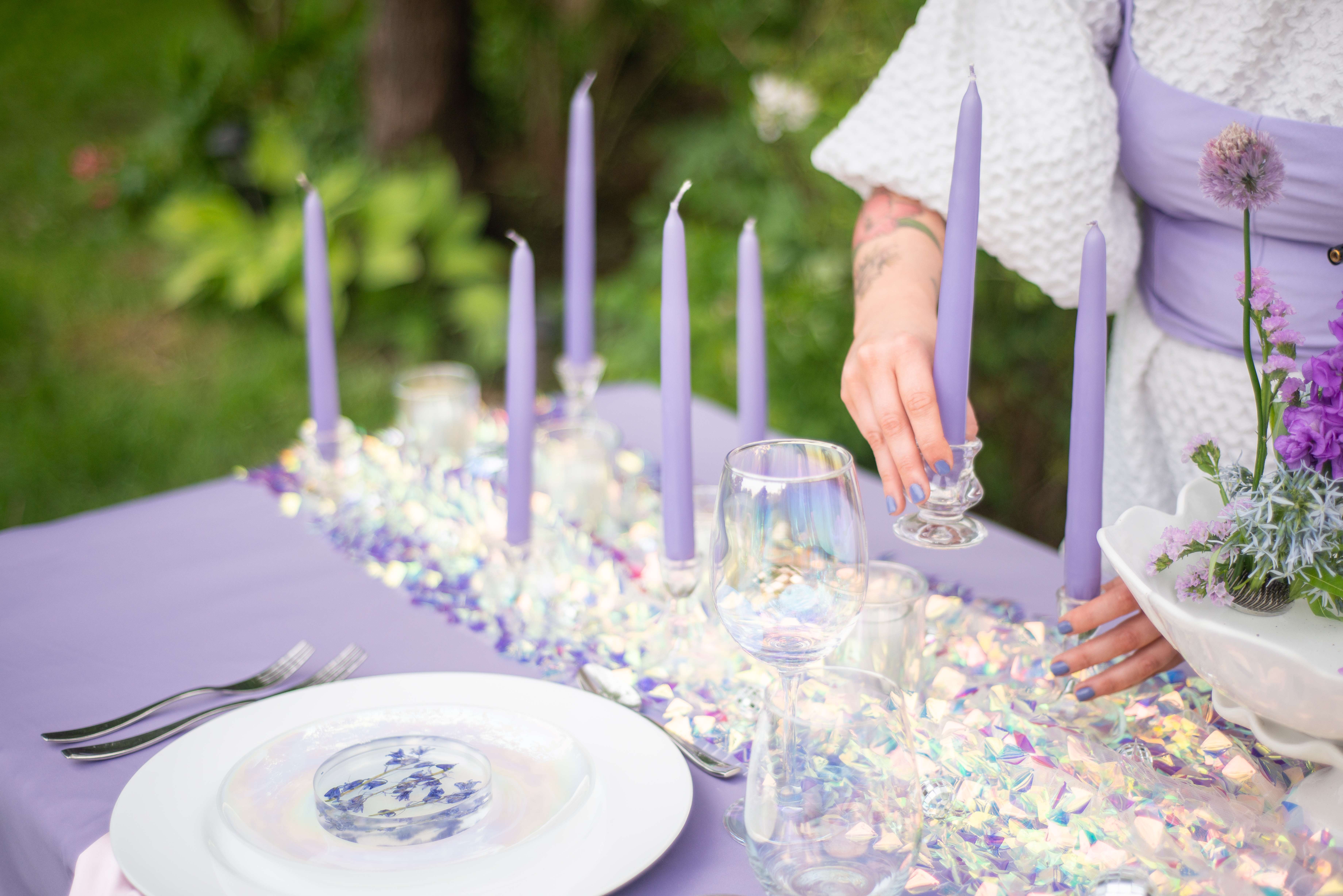 Place setting on bride and groom table at Springfield Wedding