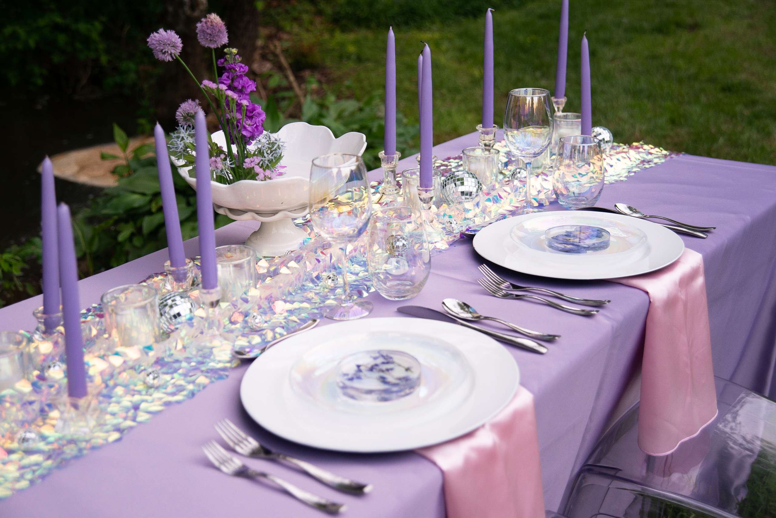 Purple bride and groom table at Springfield Wedding Venue