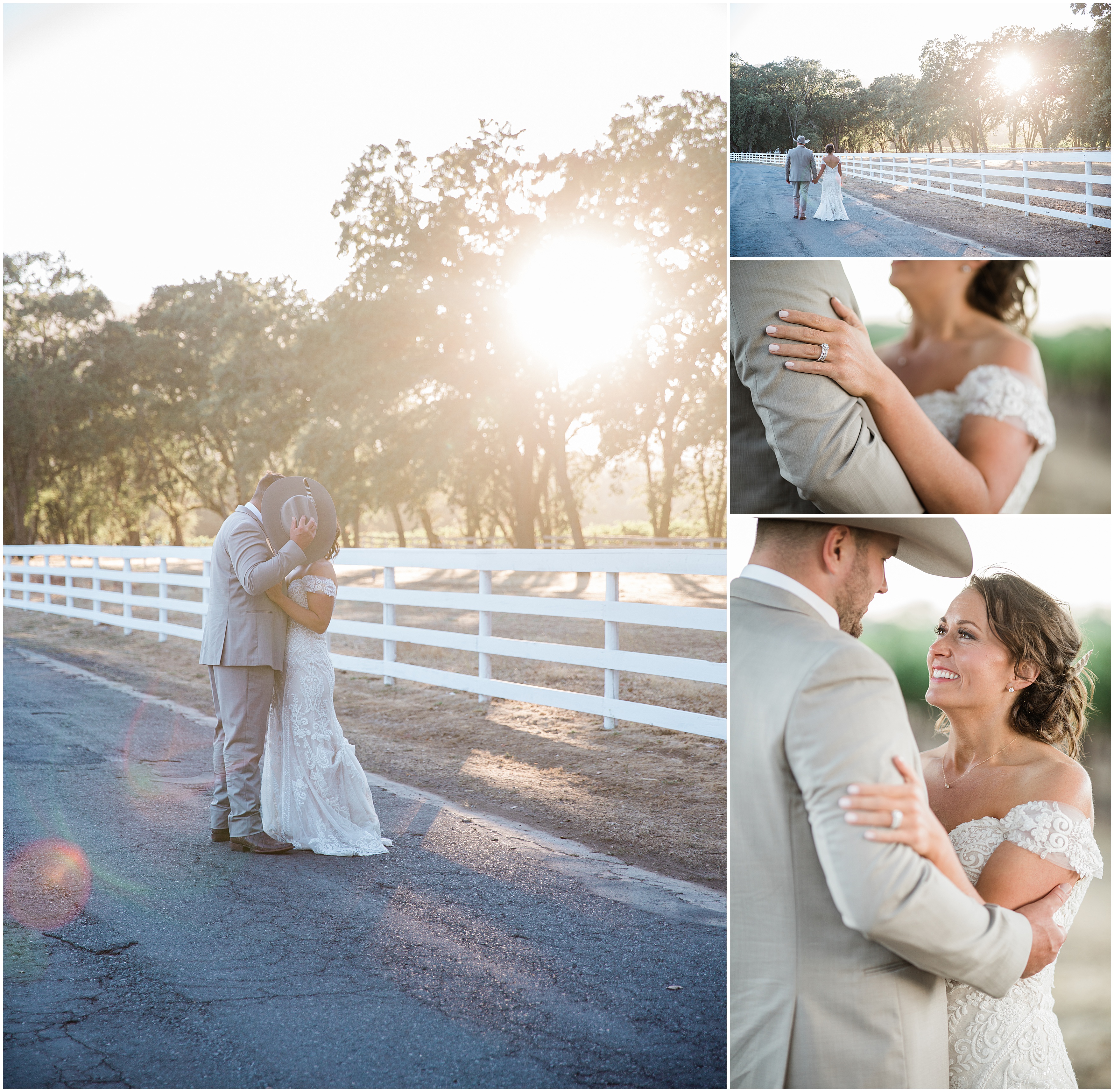 Bride and Groom sunset portraits on a cattle ranch in Sonoma ca 