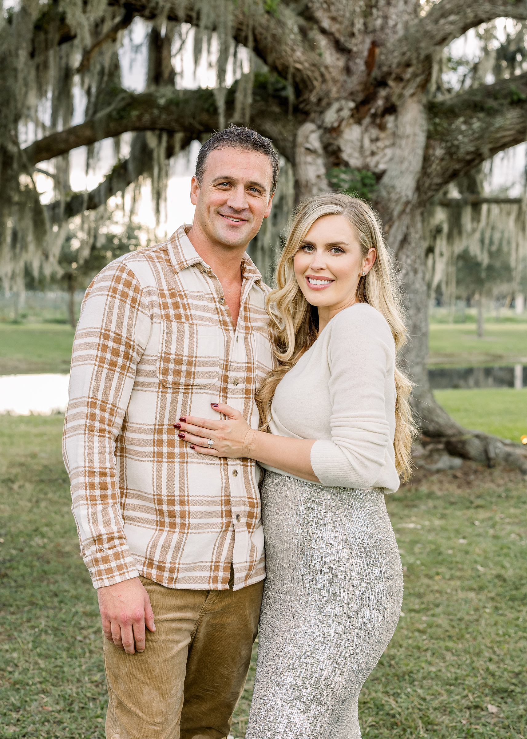 Fall portrait of Ryan Lochte and wife Kayla.