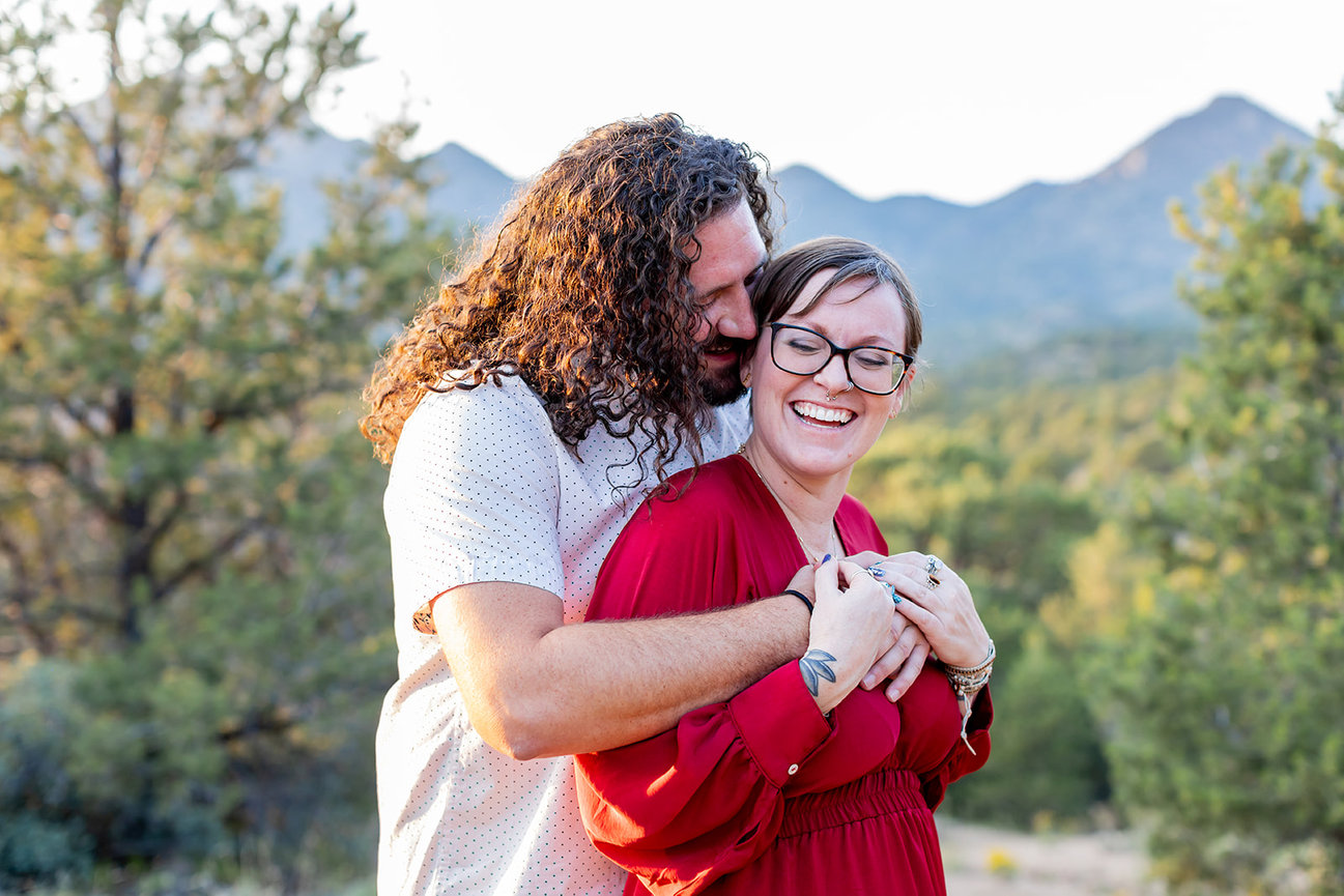 Couple embracing in natural setting