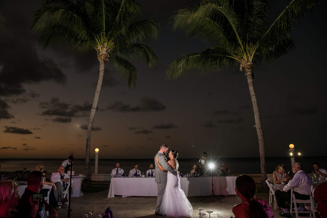 A bespoke waterfront reception setup on the Jamaica coast; featuring the clean lines of island architecture and the effortless elegance of a destination celebration.
