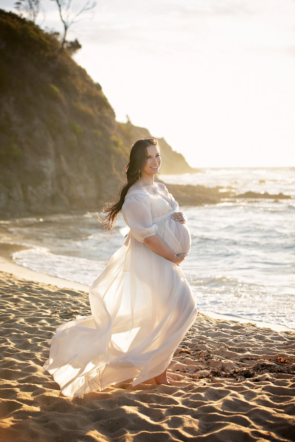 dress up beach day Halen 2 Piece Gauze Maternity Dress for Photoshoot M-XL / Burgundy main image 0