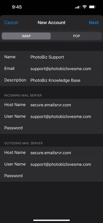 how do i open a new mailbox on my iphone