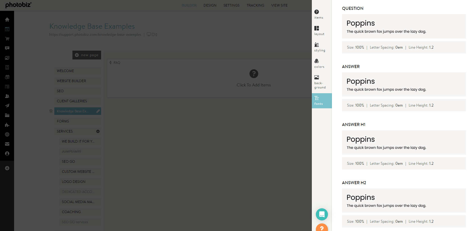 How to Change the Fonts on FAQ Blocks - PhotoBiz Knowledge Base