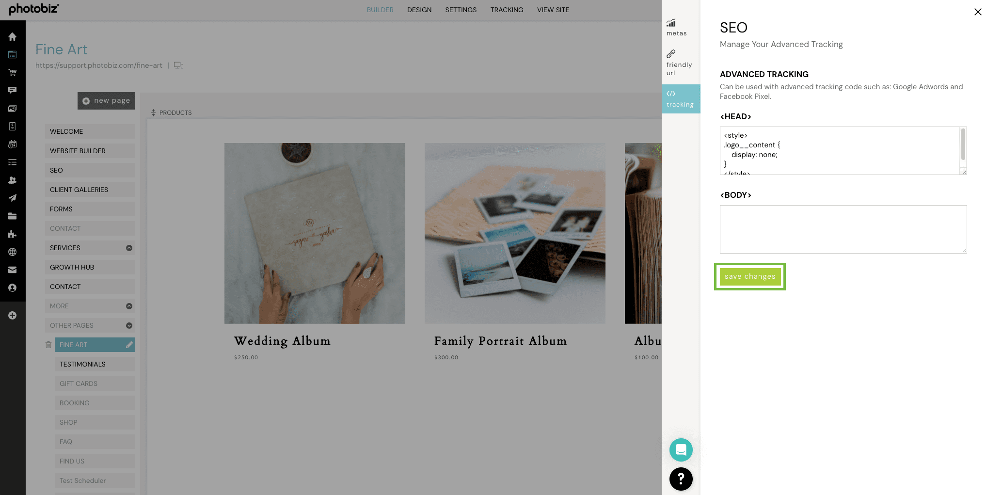 How to Hide the Logo on One Specific Page Using Custom CSS in PhotoBiz ...