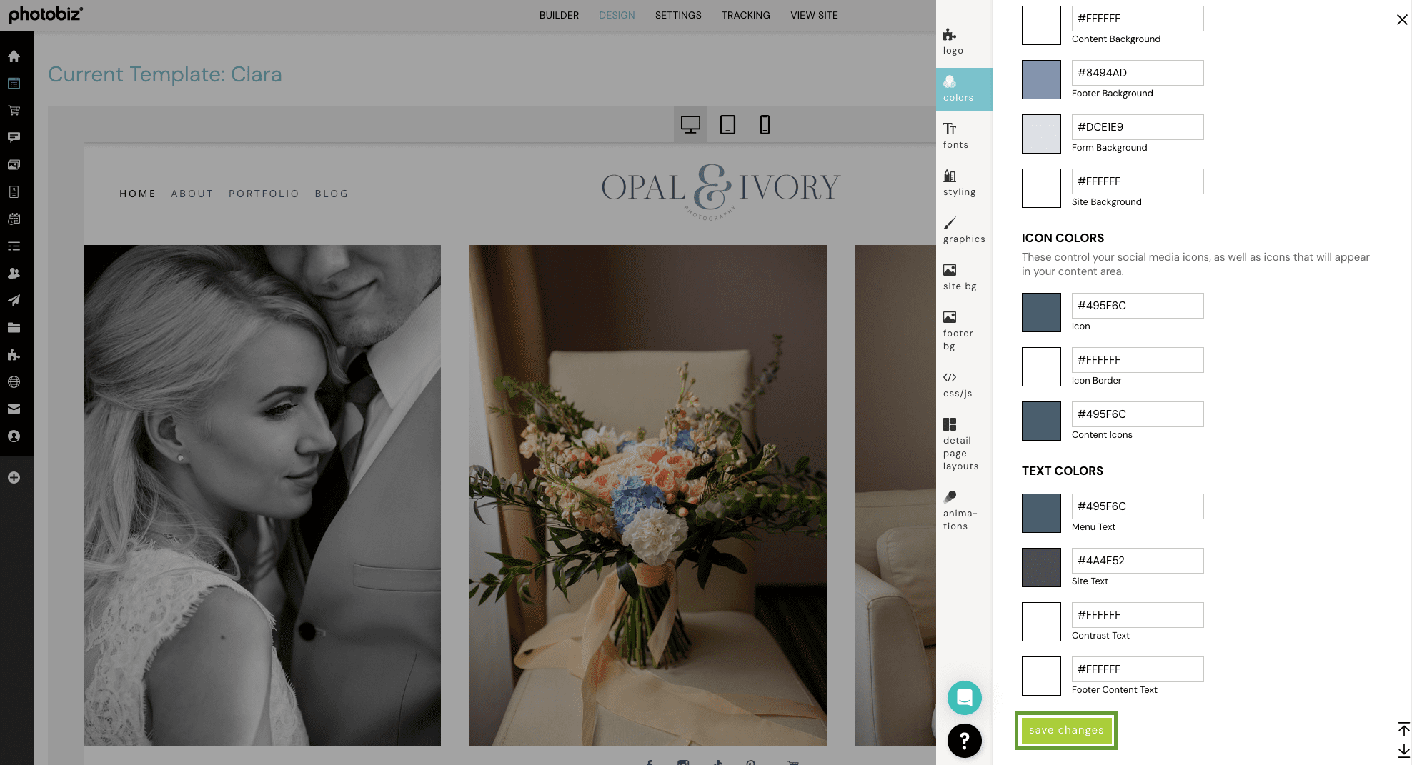 How To Customize Website Colors - PhotoBiz Knowledge Base