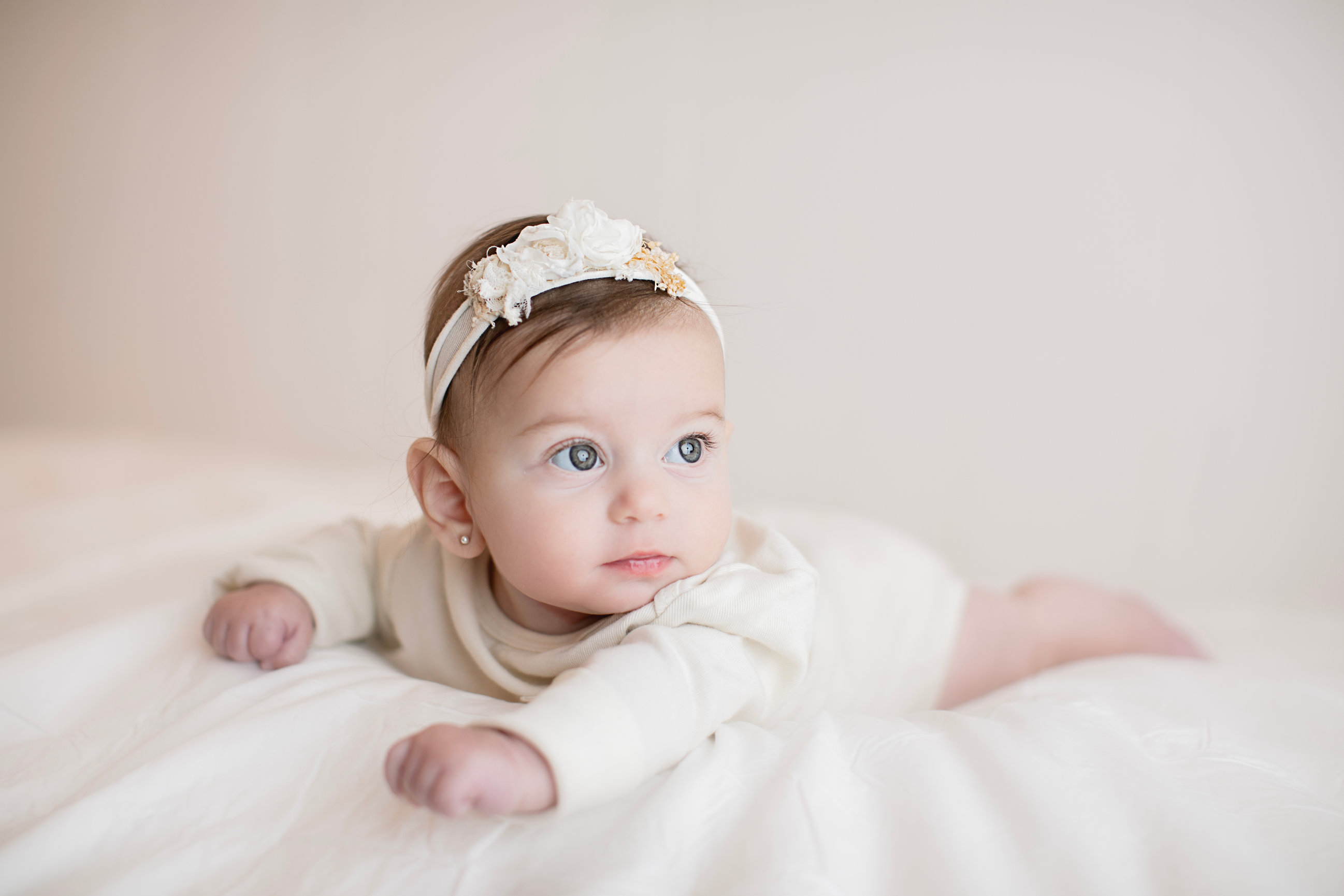 Baby looking to the side during tummy time