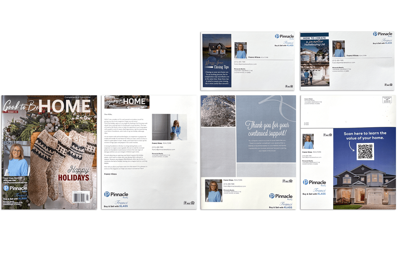 Examples of how realtor Fanci Klass applied her Kliks Photography branding photos in an interior design magazine.