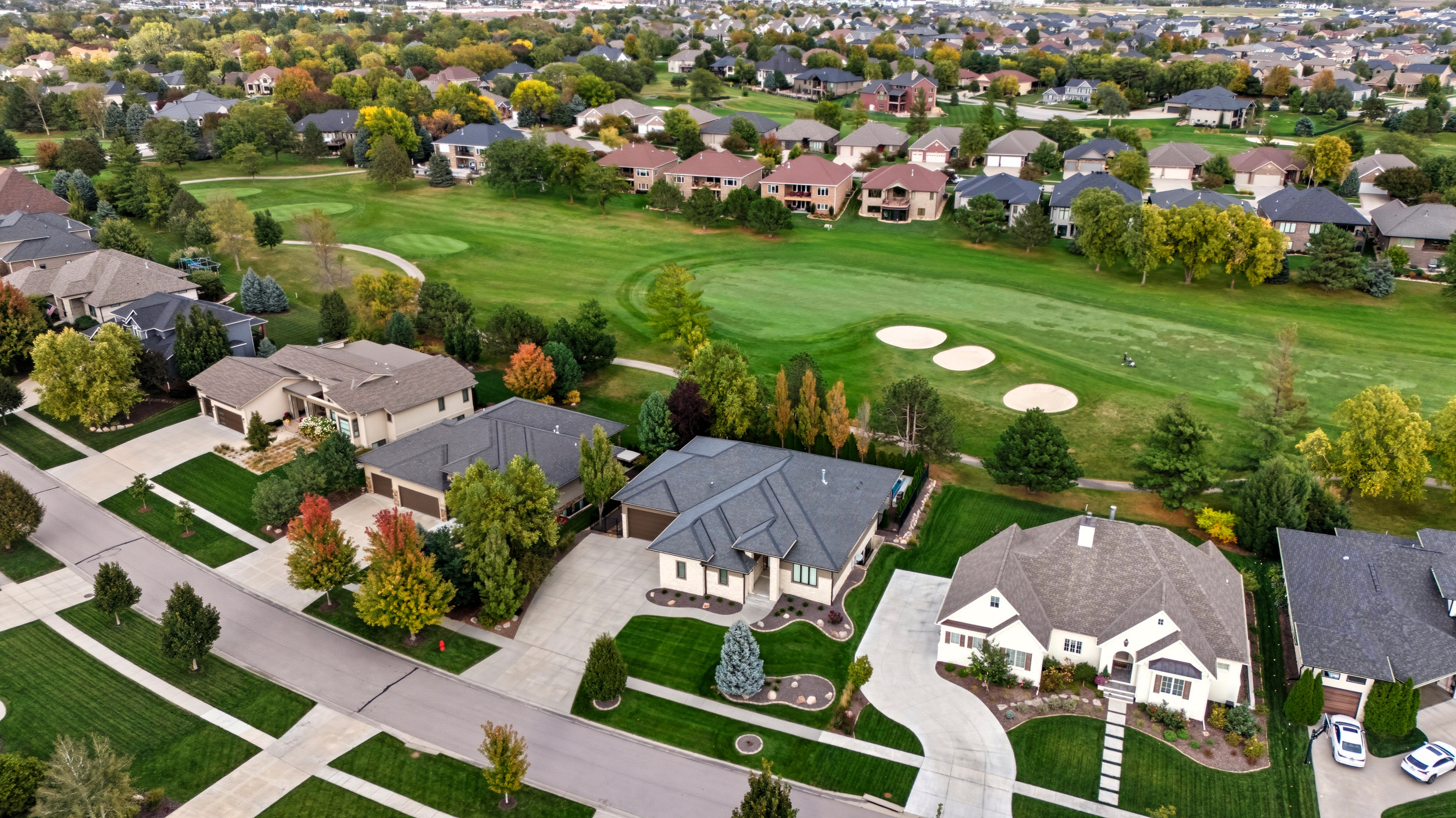 Aerial view of a neighborhood
