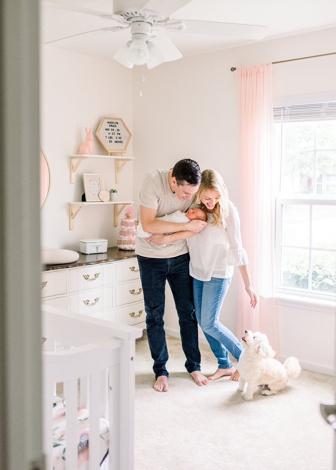 family newborn pictures with dog, family newborn portraits, Rya Duncklee Photography
