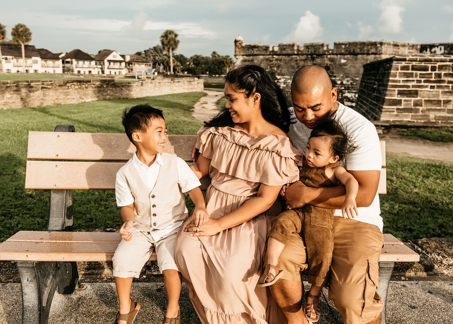 beautiful BIPOC family of four in Saint Augustine, Florida, Rya Duncklee Photography