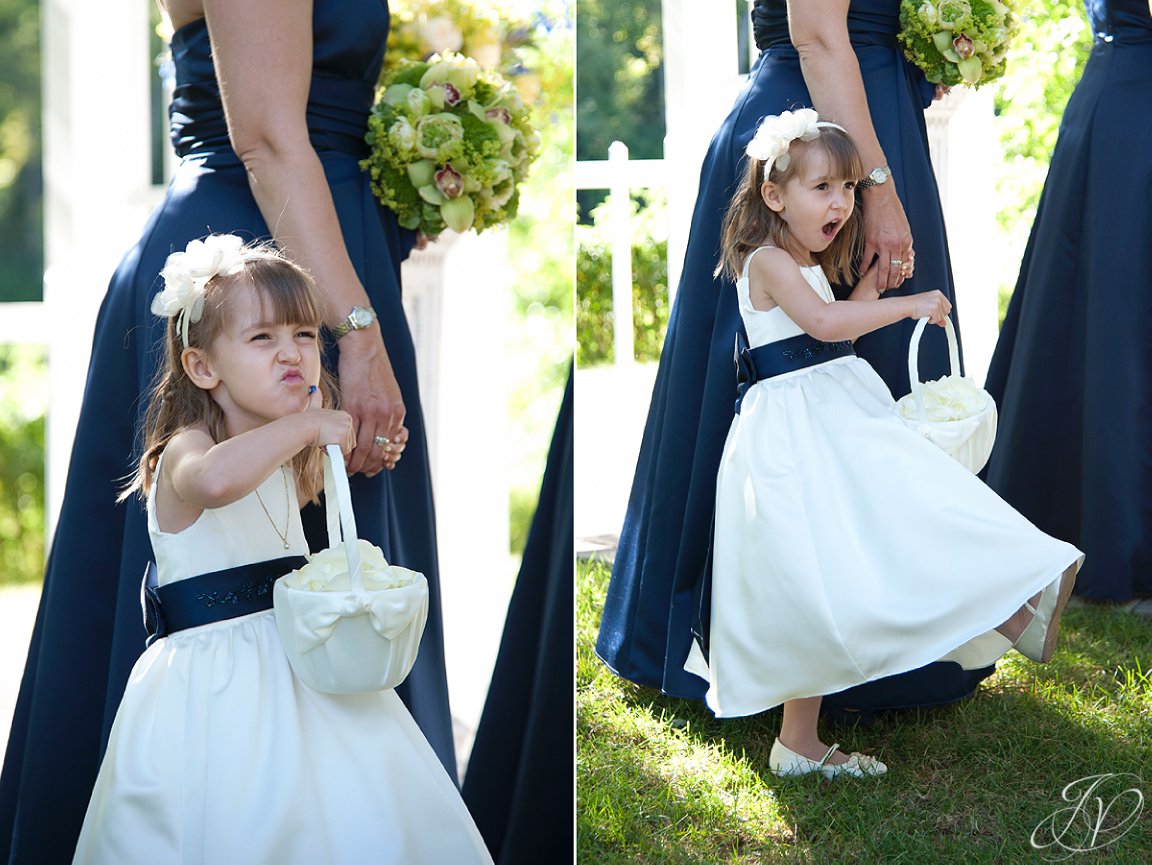 flower girl photo, bride and groom at alter, schenectady wedding photographer, riverstone manor